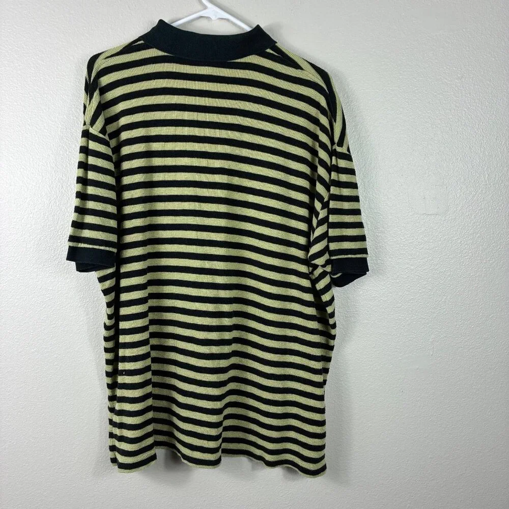 VTG Polo Ralph Lauren Striped Polo Top Green Black Size XL Preppy